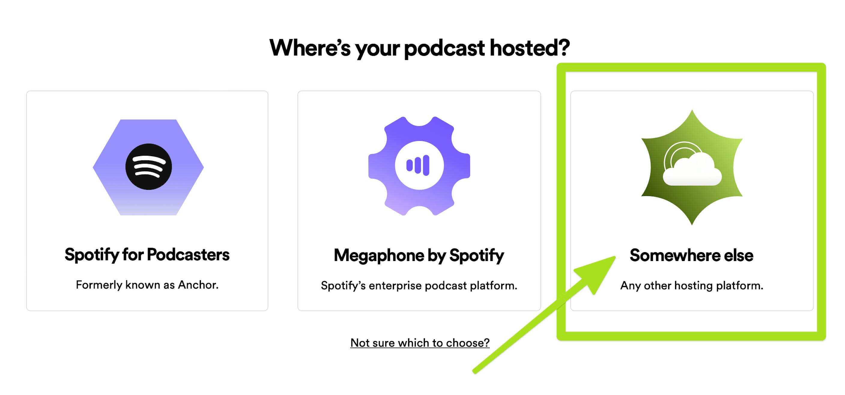 Where's your podcast hosted? Click Somewhere Else option