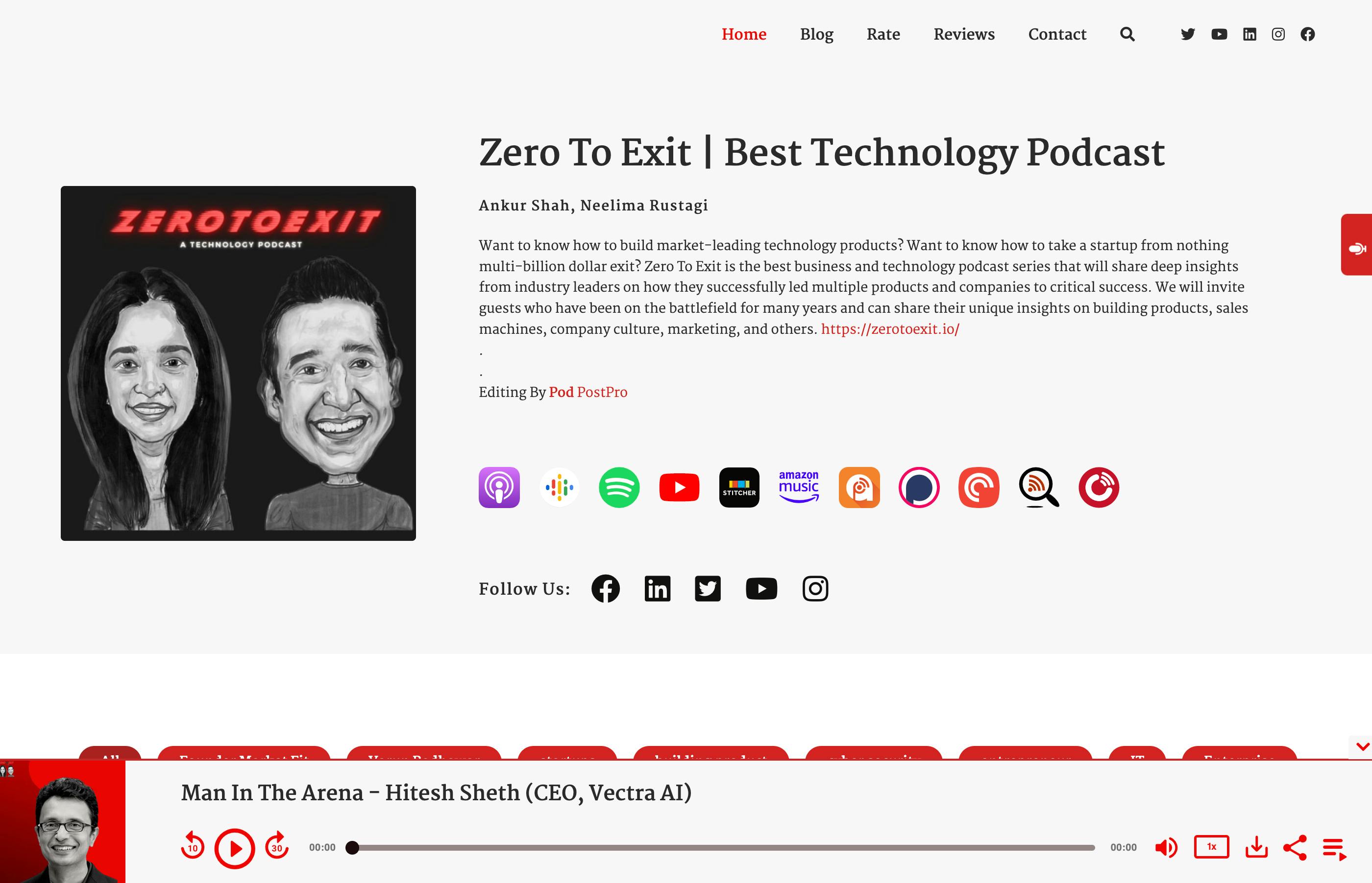Zero to Exit podcast page