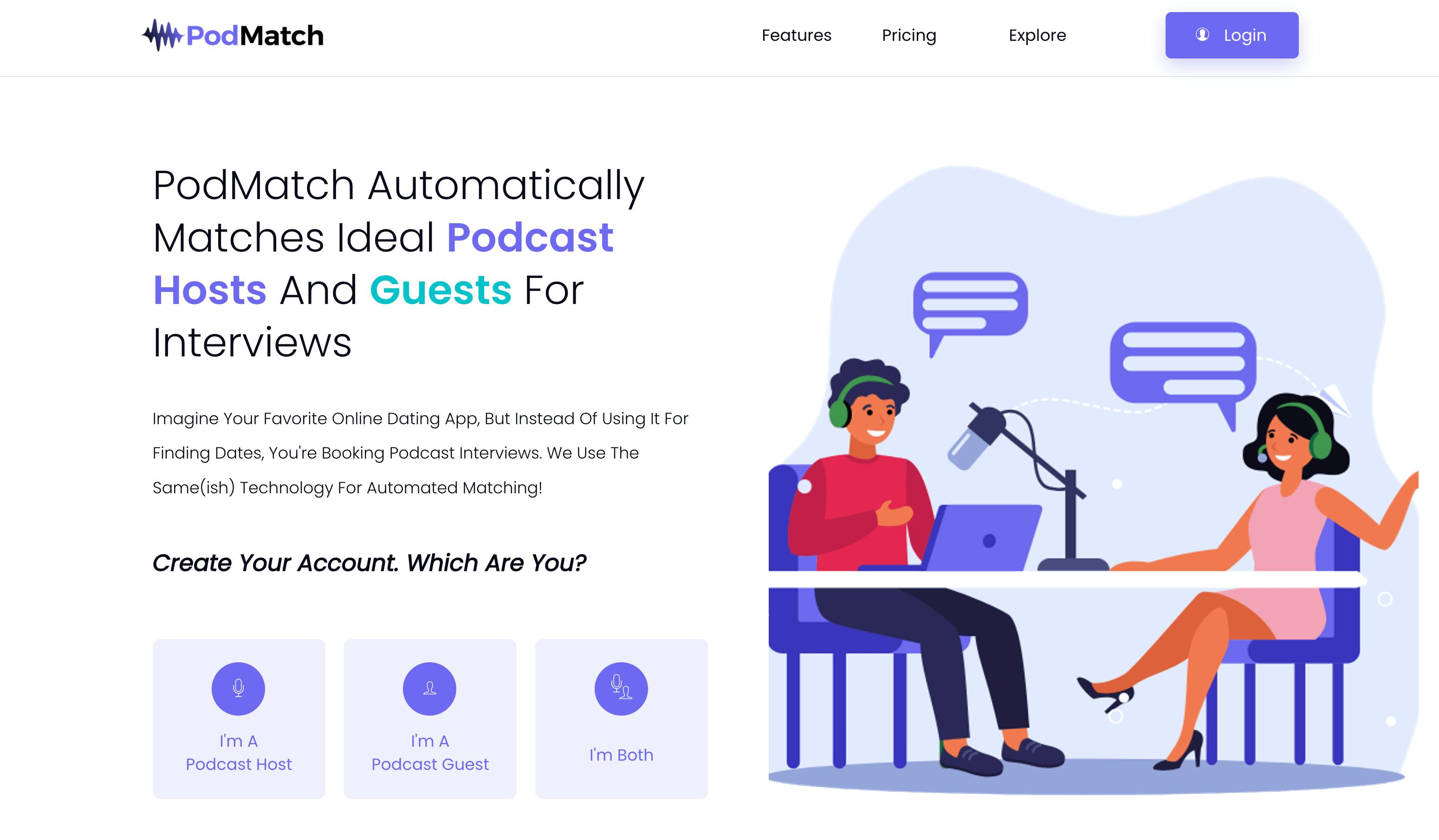 PodMatch homepage