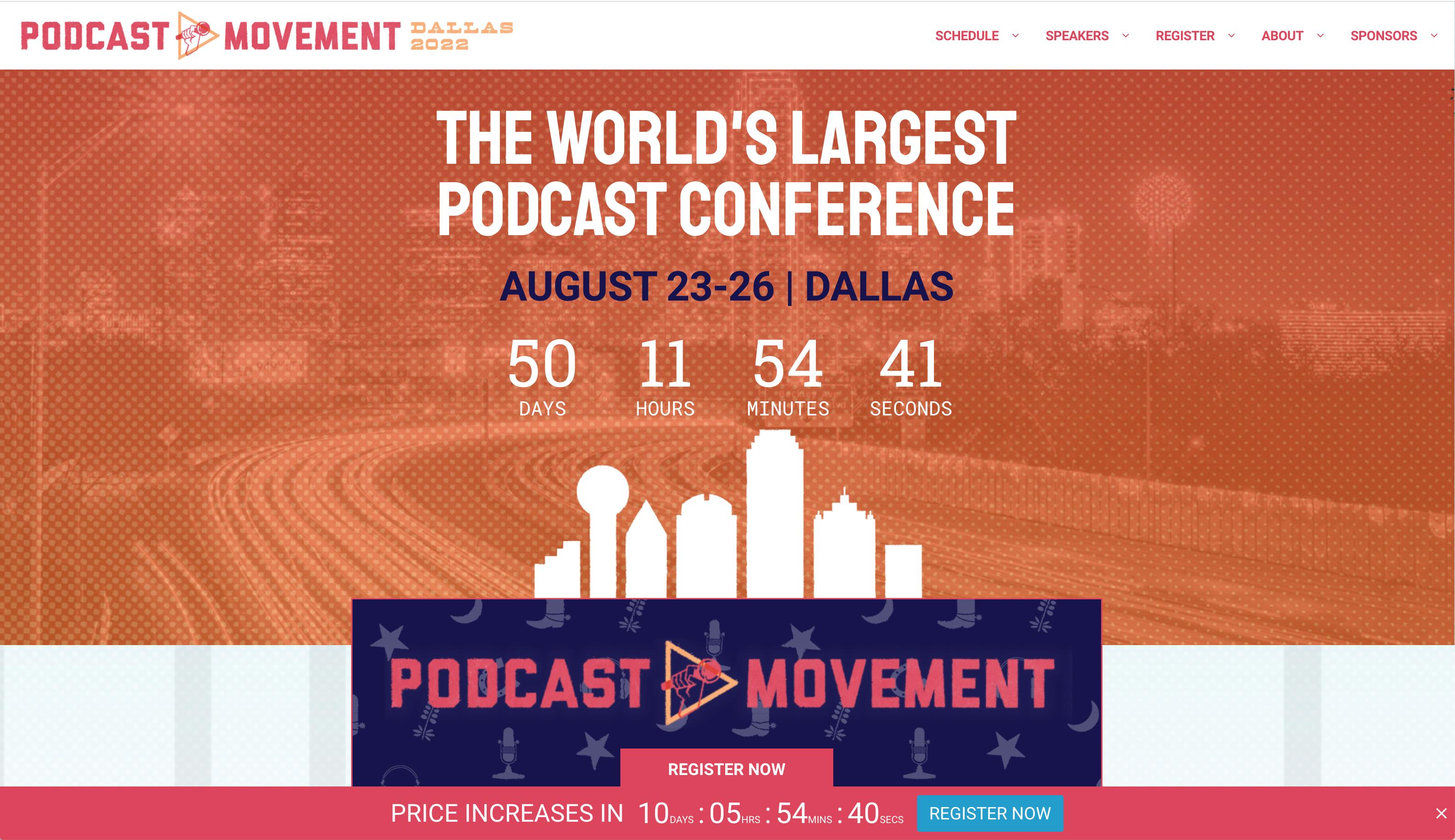 Podcast Movement homepage