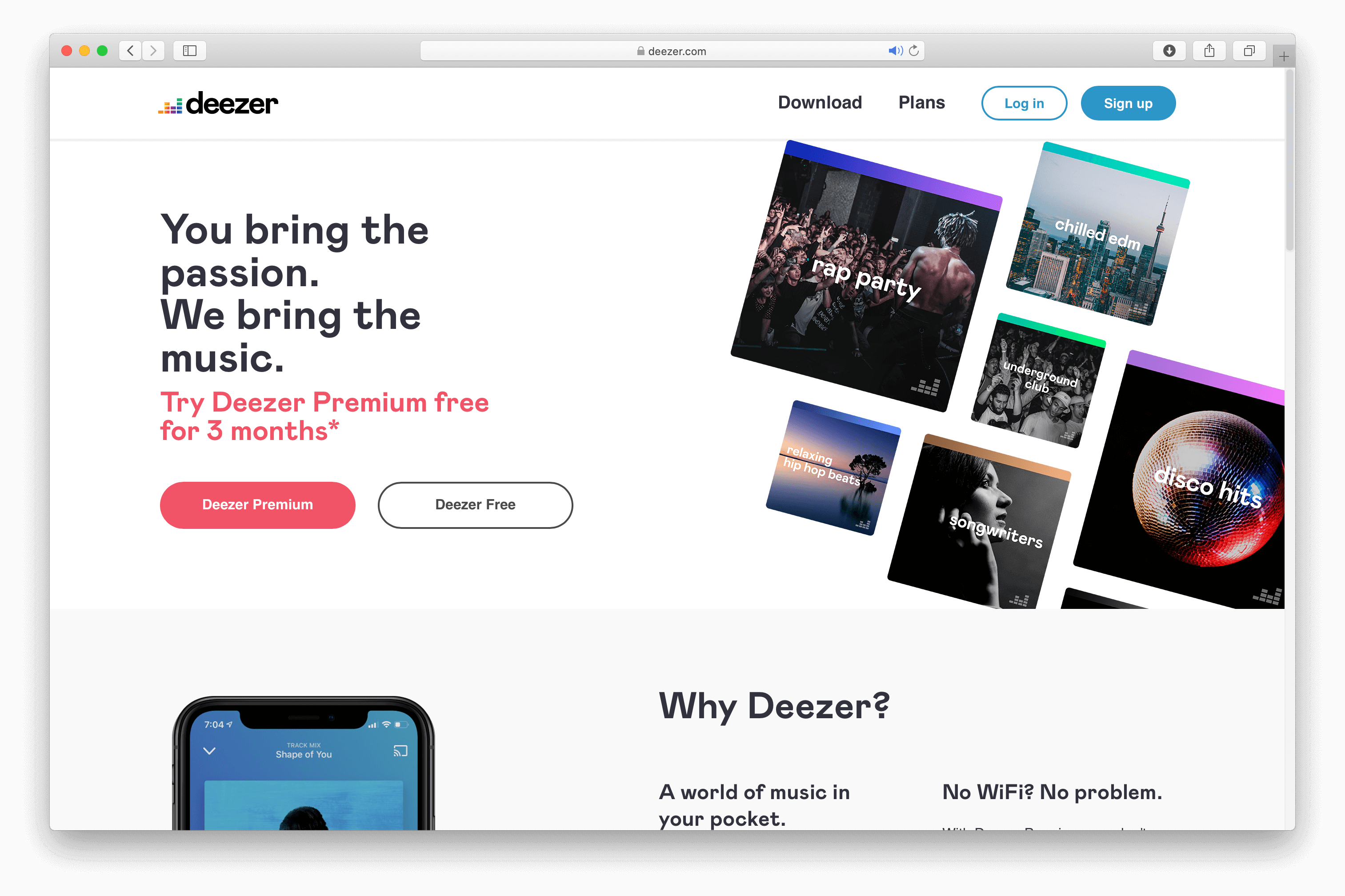Deezer homepage